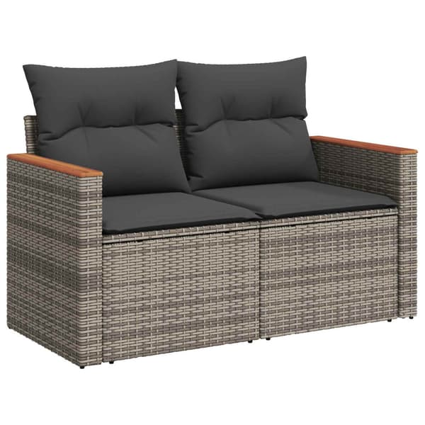 Soffset 7 pcs Grå och mörkgrå Poly Rattan och stål