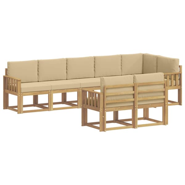 Utomhussoffset med kudde 8 pcs Vit och Beige Polyester