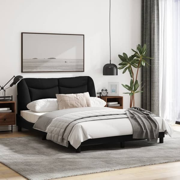 Bed Frame without Mattress "Hvar" Black 140x190 cm Fabric