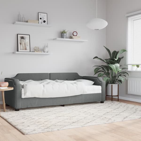 Dagbädd med madrass mörkgrå 90x190 cm tyg