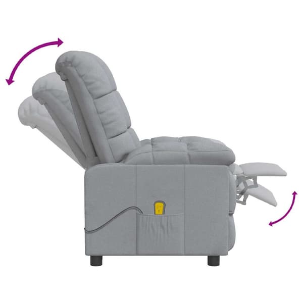 Massagefåtölj ljusgrå tyg