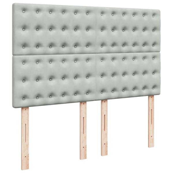Ramsäng med madrass ljusgrå 140x200 cm sammet
