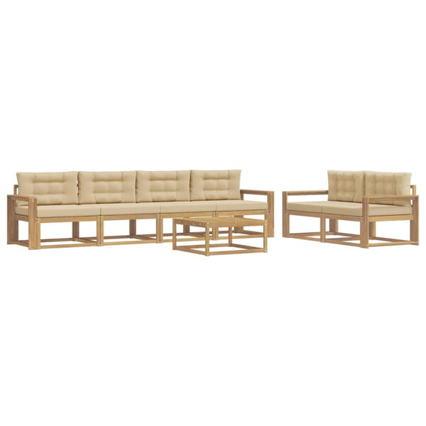 Utomhussoffset med kudde 6 pcs Vit och Beige