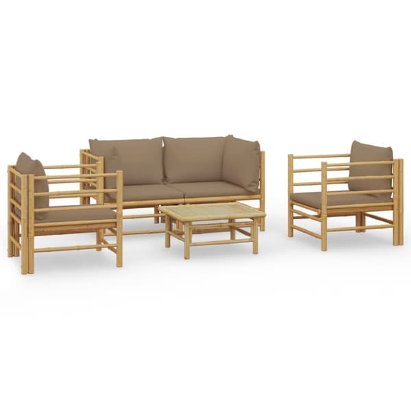 Loungegrupp 5 delar taupe dynor bambu