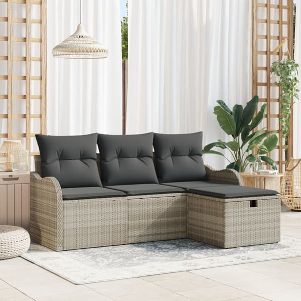 Trädgårdsoffset 4 st Poly rattan