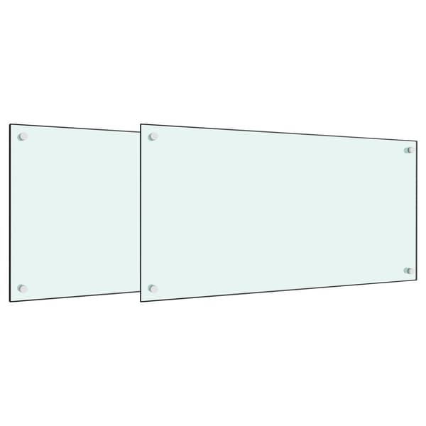 Stänkskydd 2 st vit 80x40 cm härdat glas
