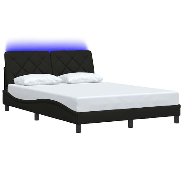 Bed Frame with LED without Mattress Black 120x200 cm Fabric