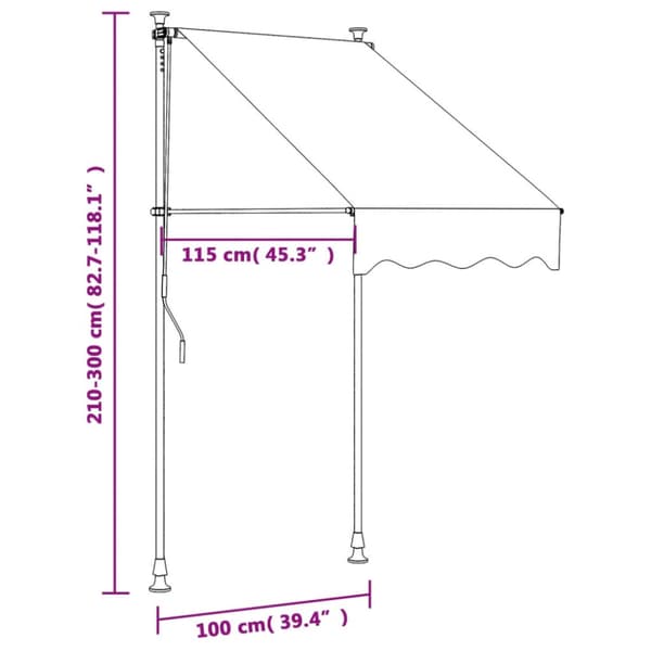Infällbar markis antracit 100x150 cm tyg och stål