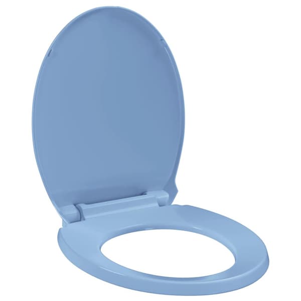Toalettsits mjuk stängning blå oval