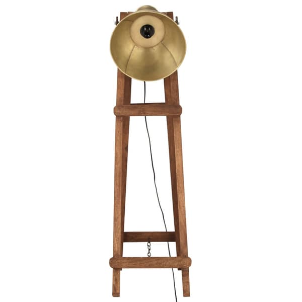 Golvlampa mässing E27 massivt mangoträ