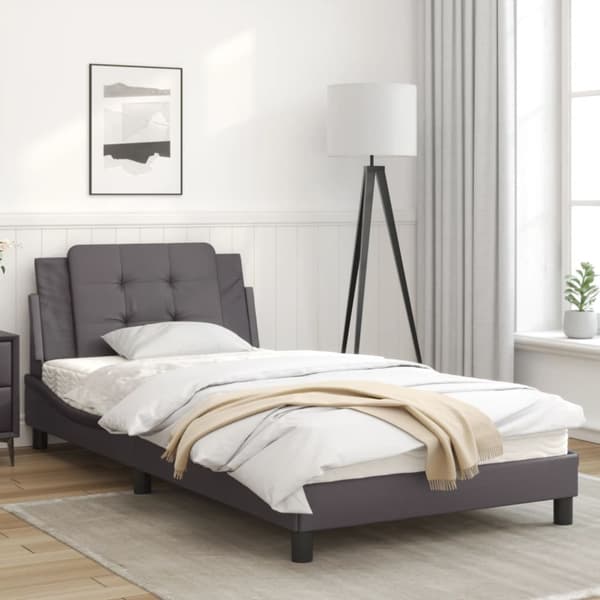 Bed Frame with LED without Mattress "Zadar" Grey 100x200 cm