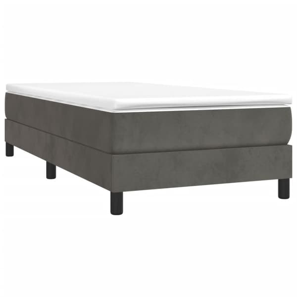 Ramsäng med madrass mörkgrå 90x190 cm sammet