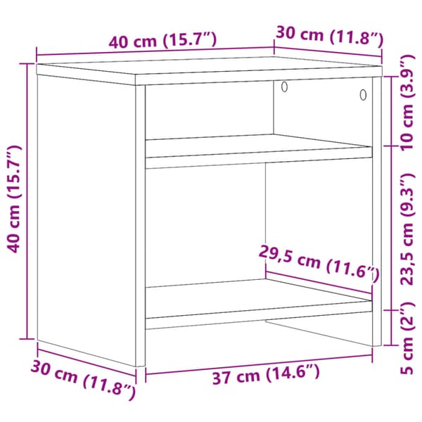 Sängbord 2 st ek 40x30x40 cm konstruerat trä