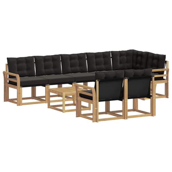 Utomhussoffset med kudde 9 pcs Vit och svart
