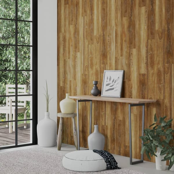 Väggpaneler träimitation brun PVC 2,06 m²