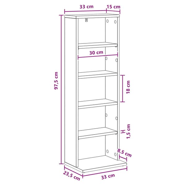 CD Skåp Rökt ek 33 x 23,5 x 97,5 cm Konstruerat trä