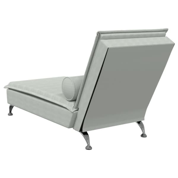 Massageschäslong med bolster ljusgrå sammet