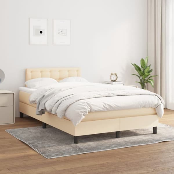 Ramsäng med madrass gräddvit 120x190 cm tyg