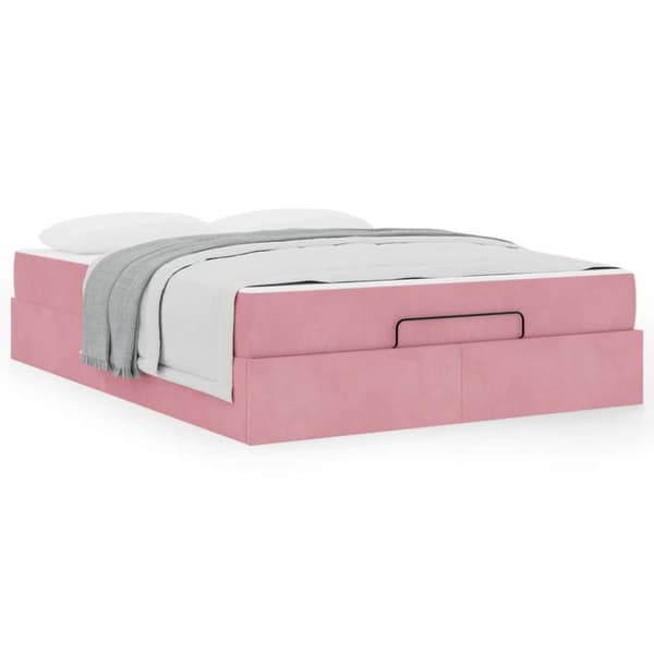Sängram med madrass 2 pcs Rosa Sammet