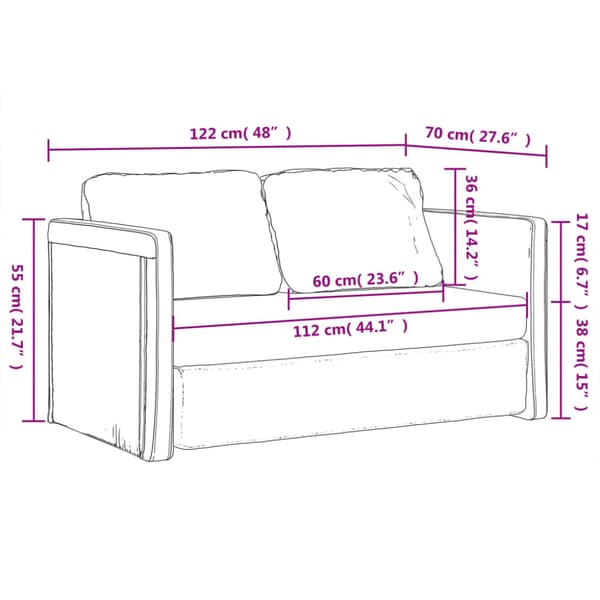 Golvbäddsoffa 2-i-1 mörkgrå 122x204x55 cm sammet