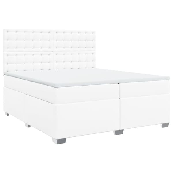 Ramsäng med madrass vit 200x200 cm konstläder