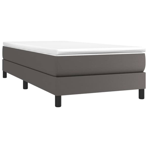 Boxspring-sängram grå 90x190 cm konstläder