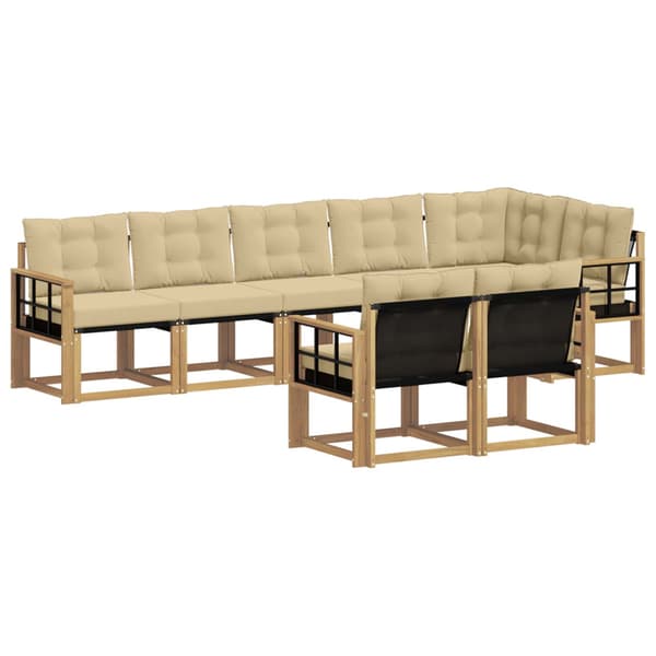 Utomhussoffset med kudde 8 pcs Vit och Beige