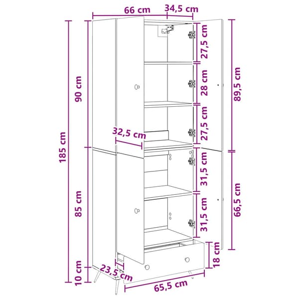 Skåpset 2 pcs Rökt ek Konstruerat trä