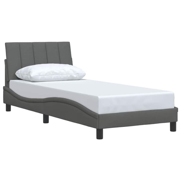 Bed Frame without Mattress "Hanko" Dark Grey 80x200 cm Fabric