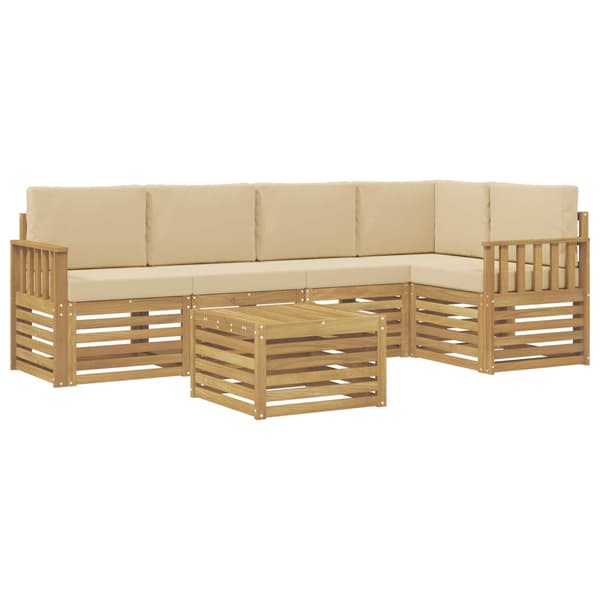 Utomhussoffset 6 pcs Vit och Beige 59 x 59 x 37 cm Polyester