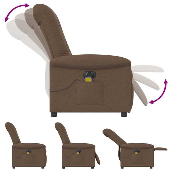 Elektrisk massagefåtölj brun tyg