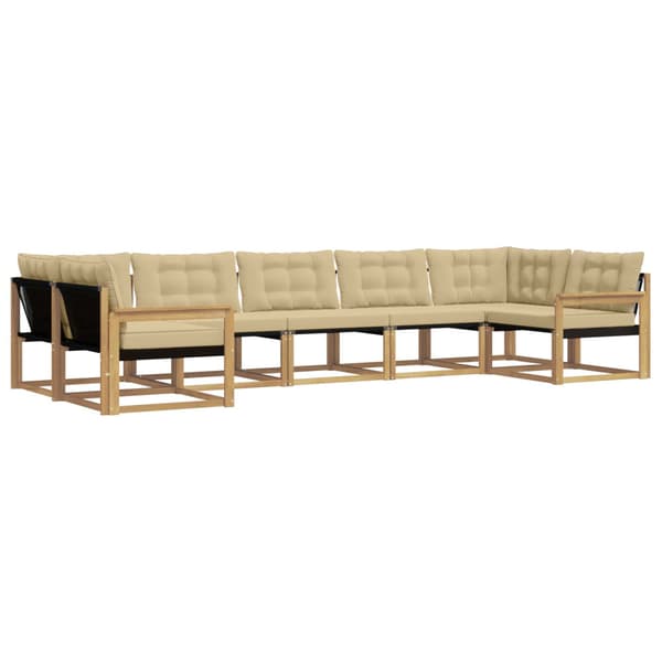 Utomhussoffset med kudde 7 pcs Vit och Beige