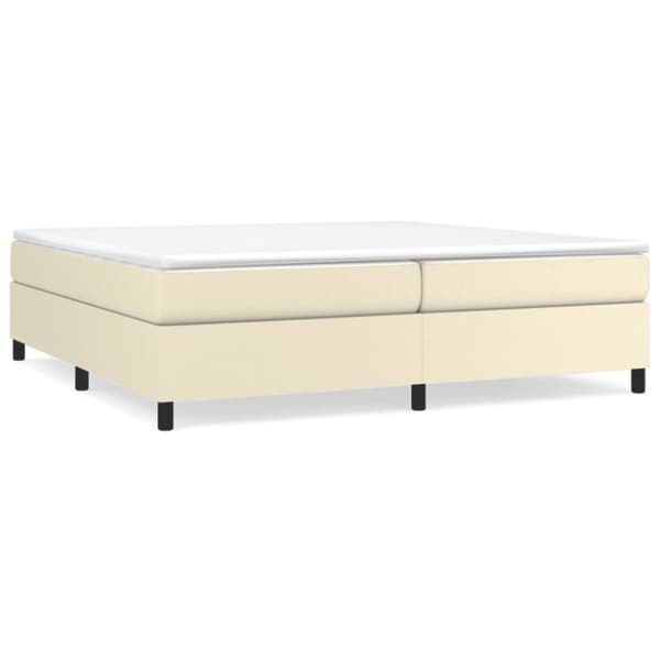 Boxspring-sängram gräddvit 200x200 cm konstläder