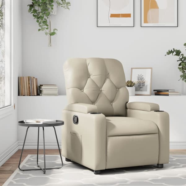 Reclinerfåtölj gräddvit konstläder