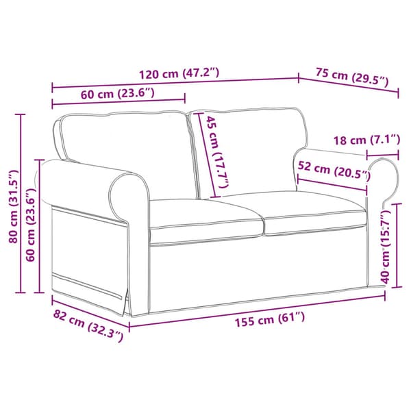 Soffa Mörkgrå 155 x 82 x 80 cm tyg
