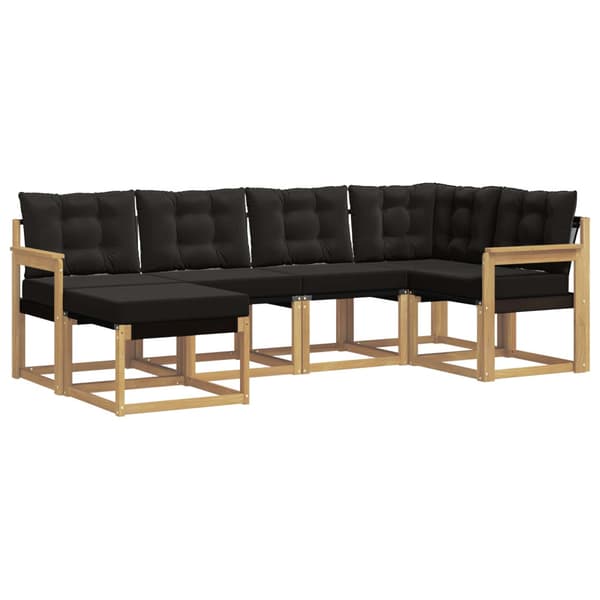 Utomhussoffset med kudde 6 pcs Vit och svart