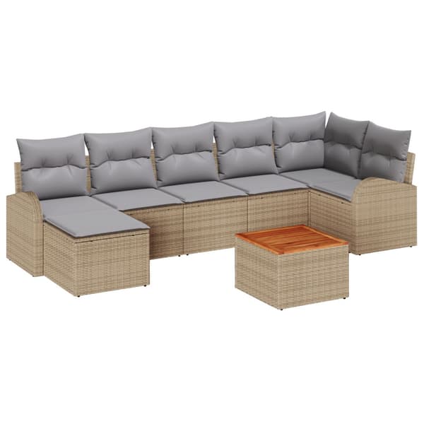 Trädgårdsoffset 8 pcs Beige och Ljusgrå konstrotting