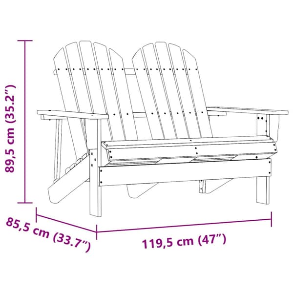 Adirondackstol 2-sits massivt granträ