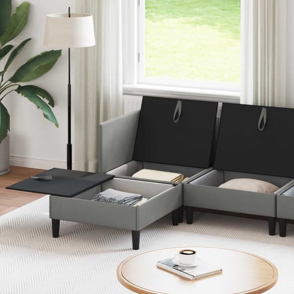 Möbelset för vardagsrummet 5 pcs Mörkgrå Tyg