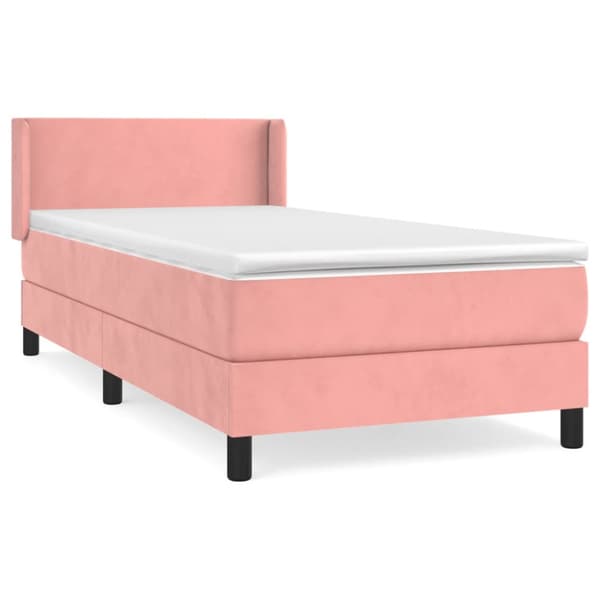 Ramsäng med madrass rosa 90x200 cm sammet