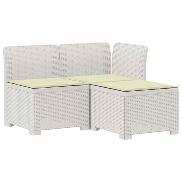 3-sits trädgårdsoffa med kuddar Rattan-look PP Vit