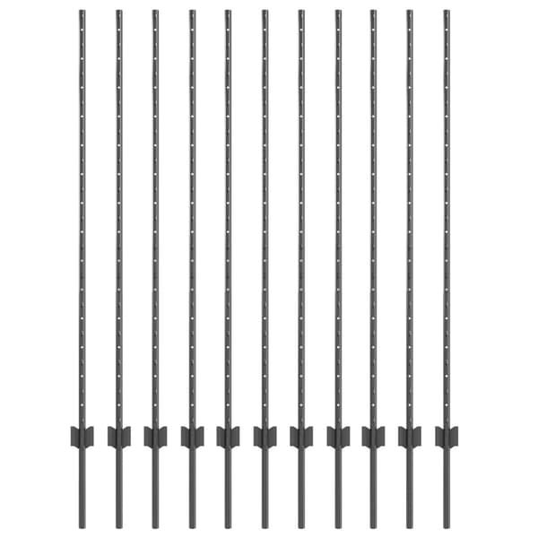 Stängselstolpe 11 pcs Grå 140 cm Stål