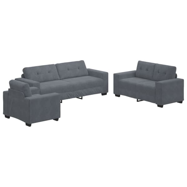 Soffset 3 pcs Mörkgrå 221 x 80 x 80 cm Sammet