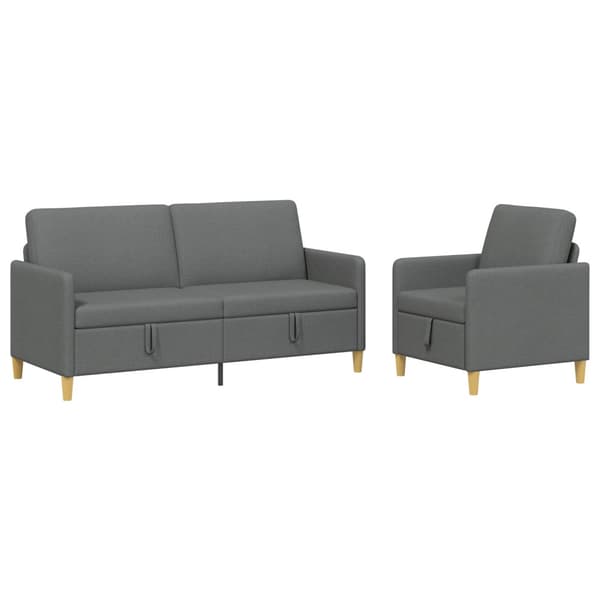 Soffgrupp med förvaring 2 pcs Mörkgrå Polyester
