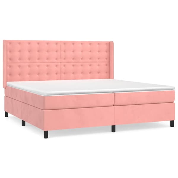 Ramsäng med madrass rosa 200x200 cm sammet