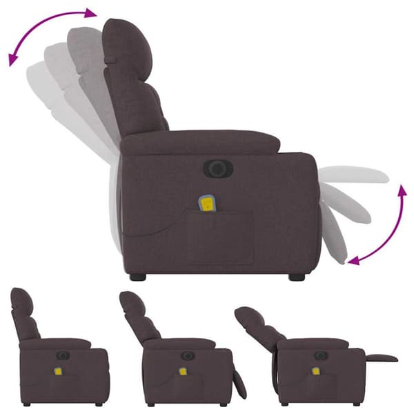Elektrisk massagefåtölj mörkbrun tyg
