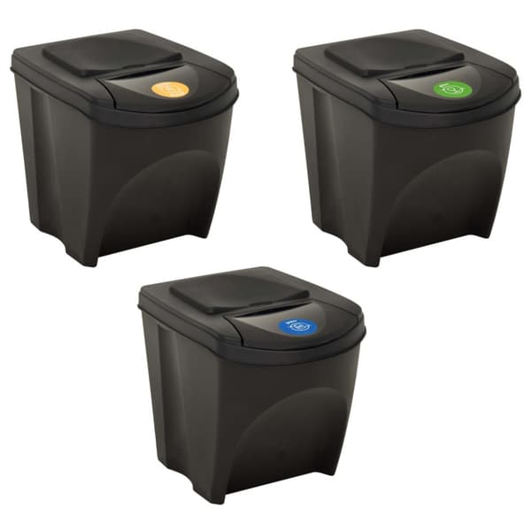 Staplingsbara soptunnor 3 st antracit 75 L