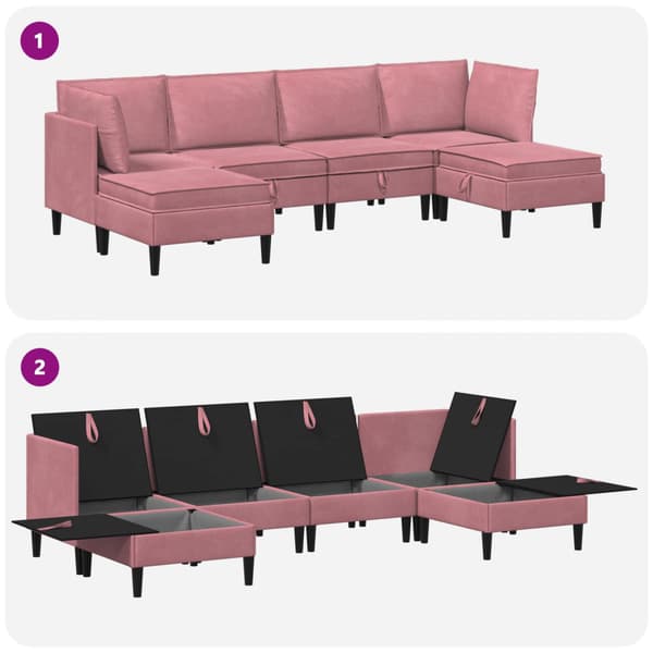 Möbelset för vardagsrummet med kudde 6 pcs Rosa Sammet