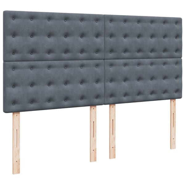 Ramsäng med madrass mörkgrå 180x200 cm sammet