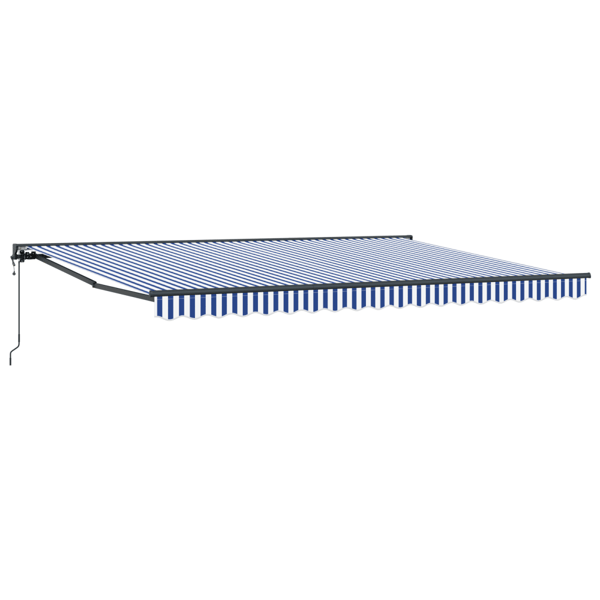 Markisram Blå och Vit 450 × 300 cm Polyester med PU-beläggning